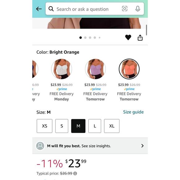 Orange Mesh Spaghetti Strap Slimming Bodysuit - Picture 9 of 9